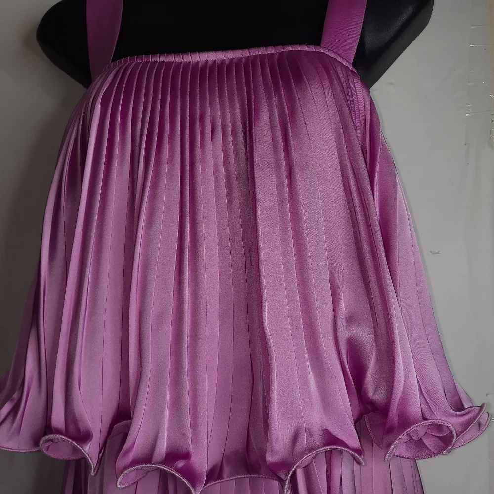 ALDEN ADAIR Mini Dress Lavender Purple Flowy Sundress Spring Summer Night XS 0 2 - Picture 8 of 11